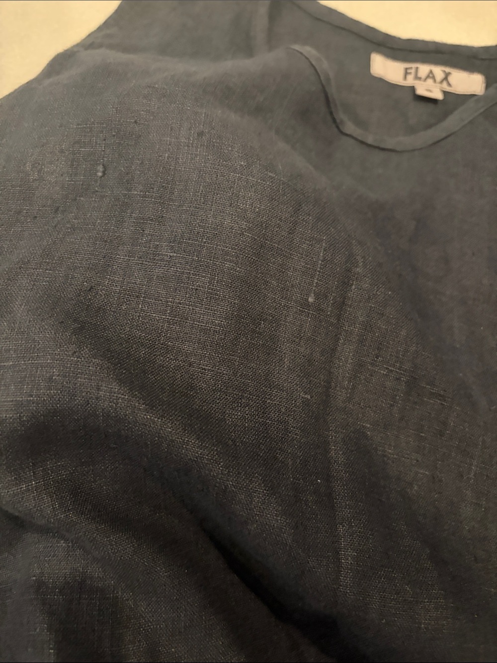 FLAX Black Linen Scoop Neck Tank - Picture 3 of 5